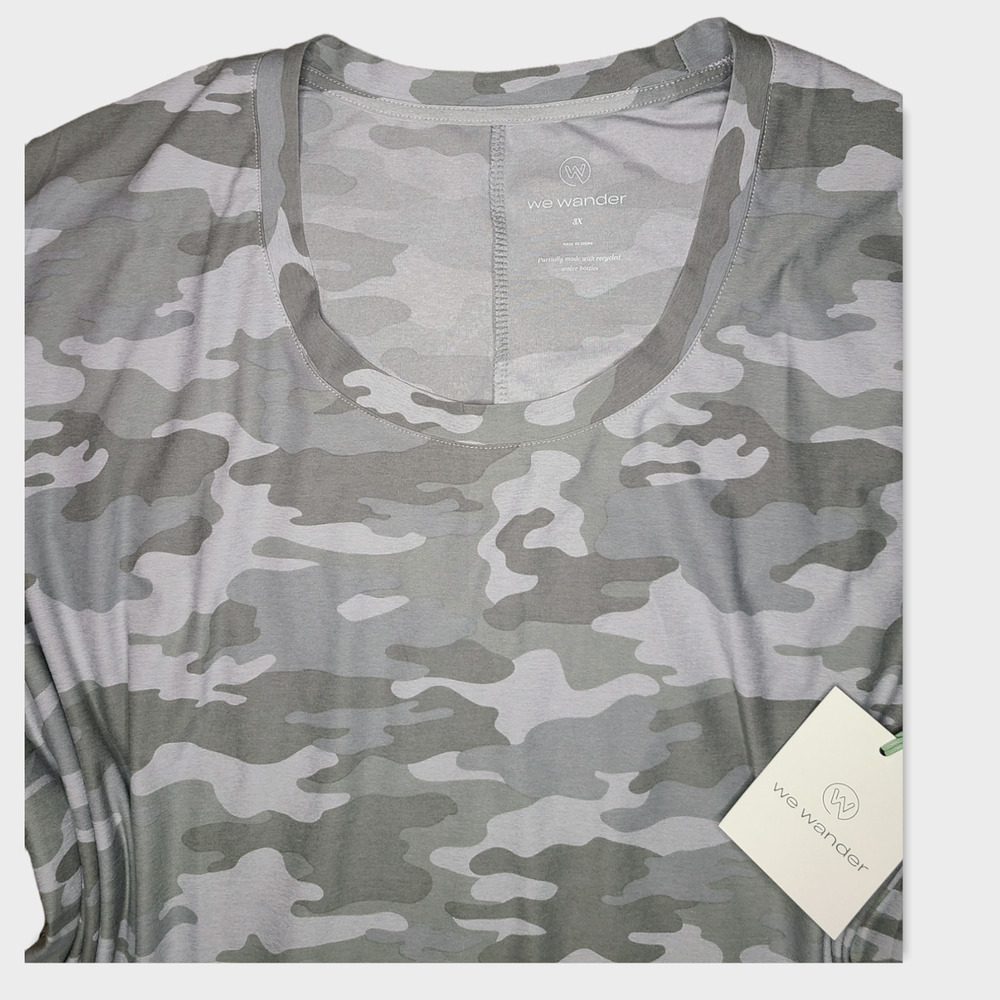 NEW We Wander Gray Camo Sleeveless Round Neck Athletic Top Size 3X - Picture 4 of 9